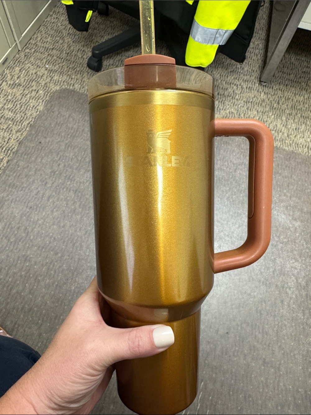 Oxiclean Gold Travel Mug with Rust Handle